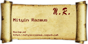 Mityin Razmus névjegykártya